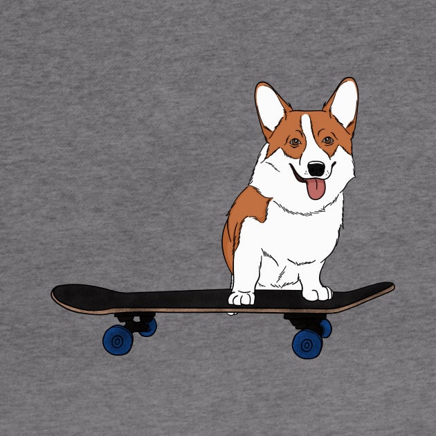 Corgi on Skateboard by rmcbuckeye